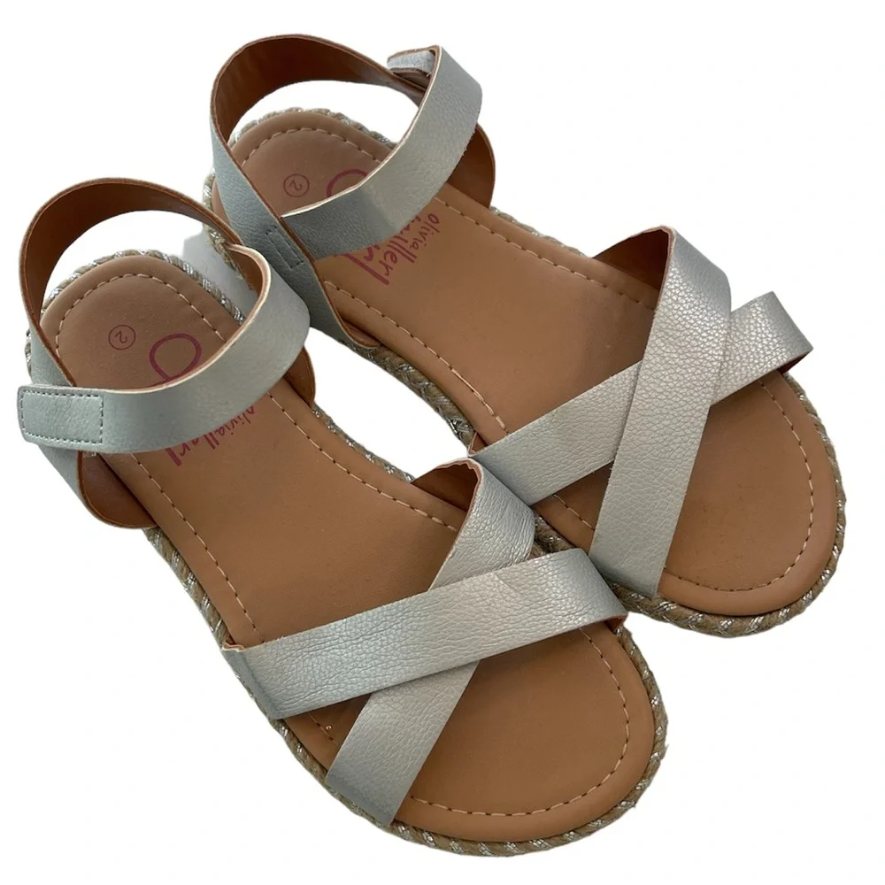 Olivia Miller Sandals Strappy Espadrille Princess Endeavor Silver Girls Size 2